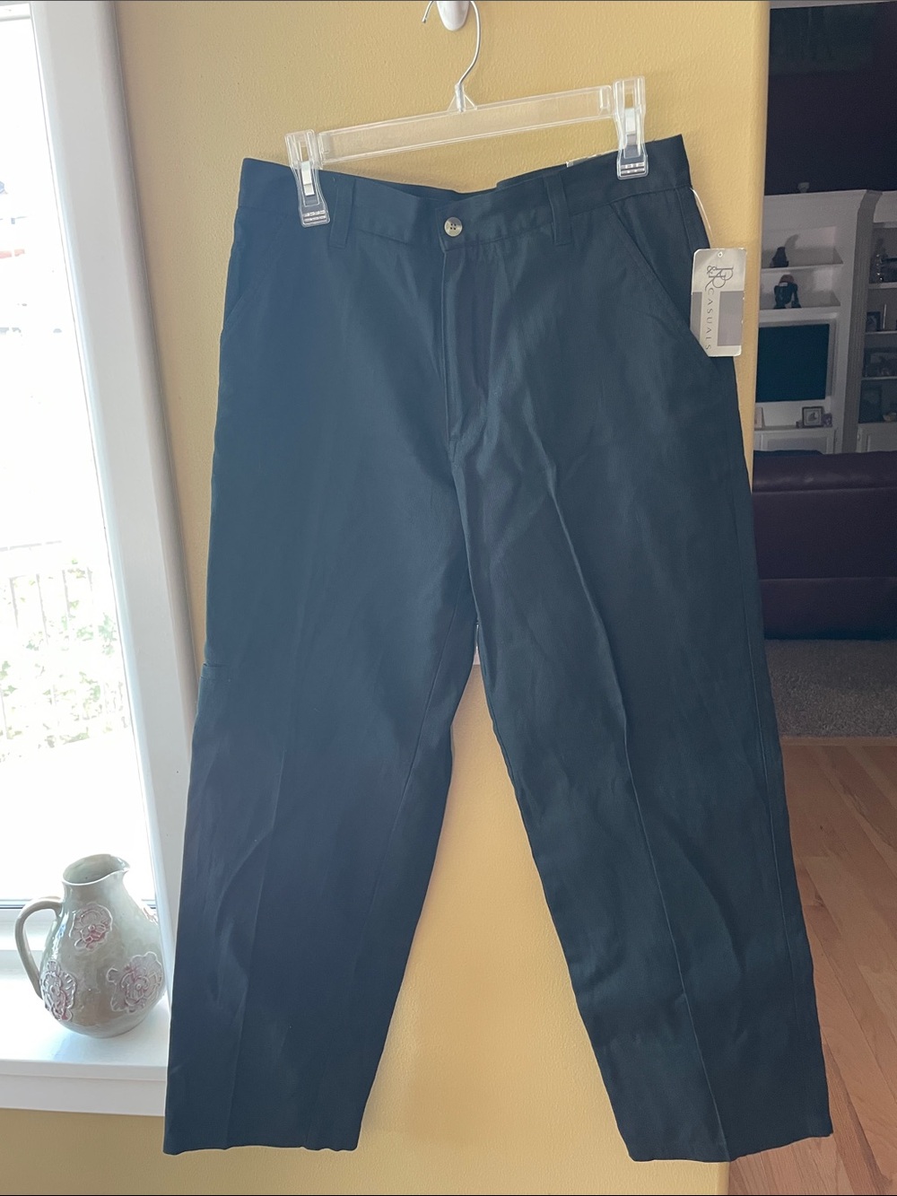 NWT R&R Casuals Classic Men's Black Chino Pants-Straight Fit-100% Cotton